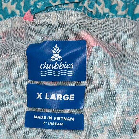 Chubbies Mens Size XL Blue Spot Pink The Domingo’s are for Flamingos Swim Trunks - Picture 7 of 9